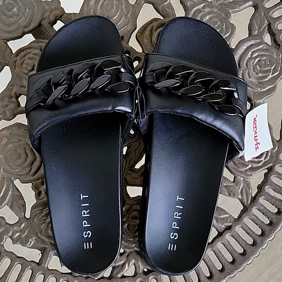 NWT Esprit Della Faux leather slide size 8,5M black. - Picture 12 of 13